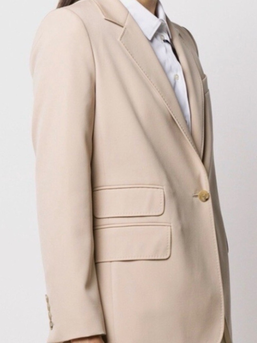 Max Mara Beige Unno Virgin Wool Single Breasted Blazer Jacket 10 Luxury - Picture 9 of 9